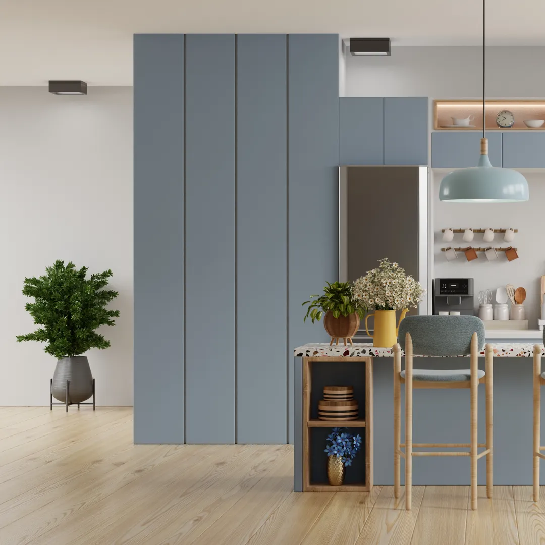 Soft blue kitchen design